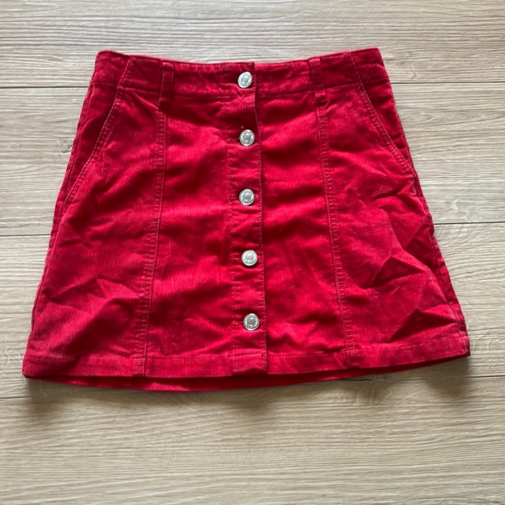 Forever 21 Red Button-Up corduroy Skirt